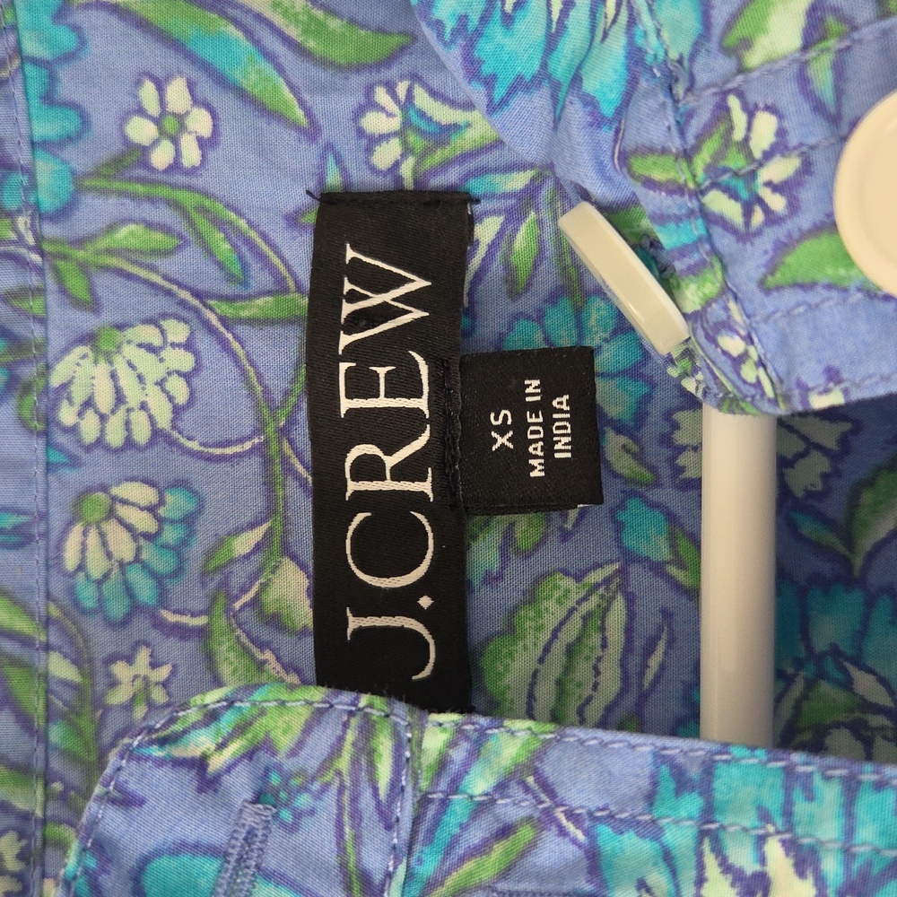 J. Crew Blue and Green Floral Shirt - Picture 5 of 7